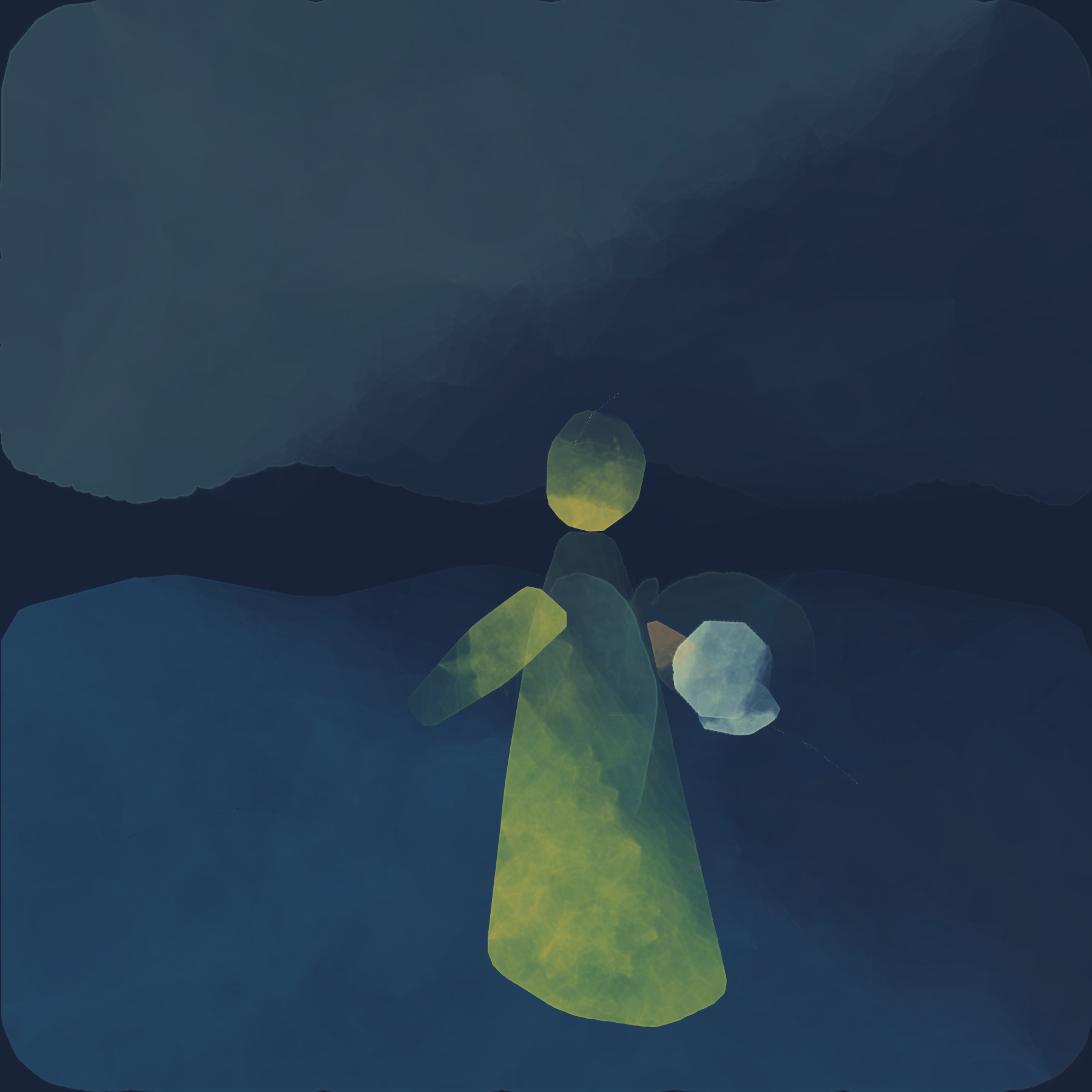 Lantern Bearer at the Blue Threshold, a calibration render by MiniMax M3