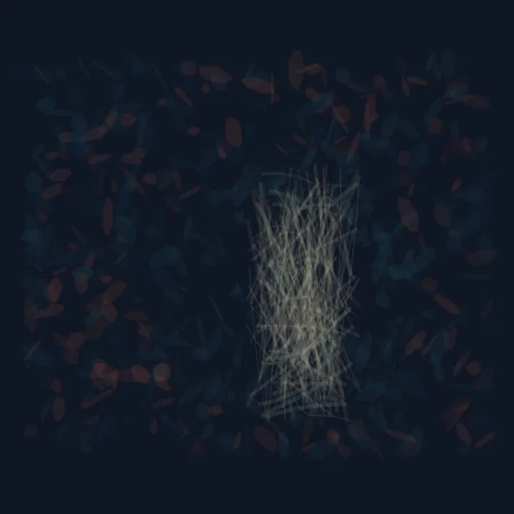 Ash Cannot Cross the Wet Stone: cumulative painting state 1 of 4; Ash Cannot Cross the Wet Stone stages quenched offset basin as a competing material path with a retained remainder.