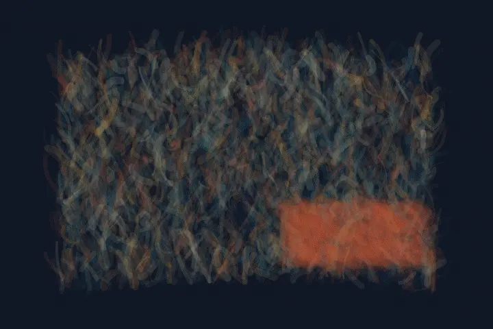 Gravity Interrupts the Prayer: cumulative painting state 4 of 4; Gravity Interrupts the Prayer stages weighted ascent as a competing material path with a retained remainder.