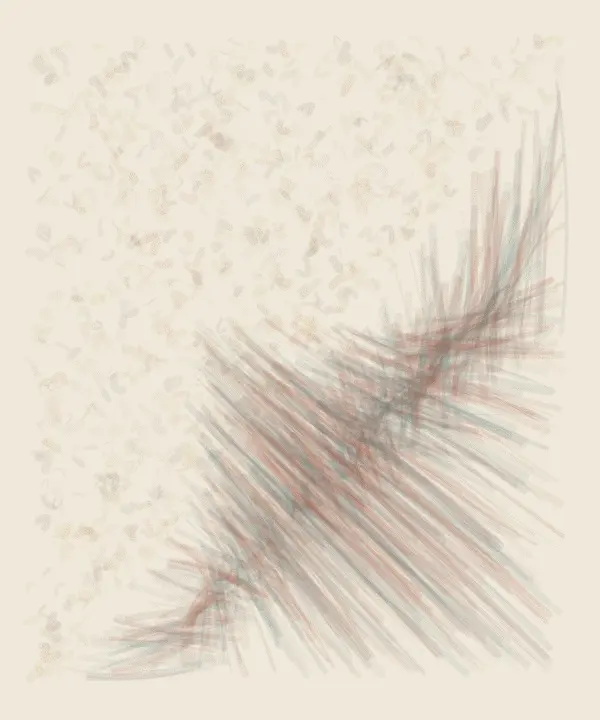 The Fold Redirects Noon: cumulative painting state 2 of 4; The Fold Redirects Noon stages folded reflection plane as a competing material path with a retained remainder.