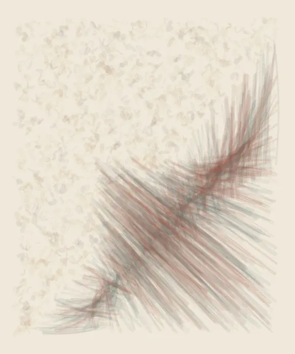 The Fold Redirects Noon: cumulative painting state 3 of 4; The Fold Redirects Noon stages folded reflection plane as a competing material path with a retained remainder.
