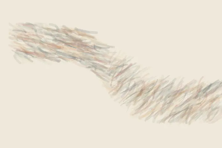 What I Could Not Stop, I Bent: cumulative painting state 1 of 4; What I Could Not Stop, I Bent stages self-chosen swerve as a competing material path with a retained remainder.