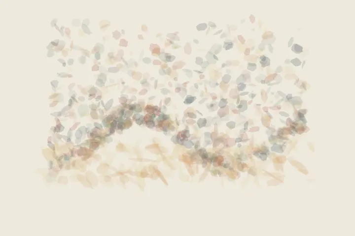 Ash Stops Where Gold Remembers: cumulative painting state 2 of 4; Ash Stops Where Gold Remembers uses granule to arrest a competing process.