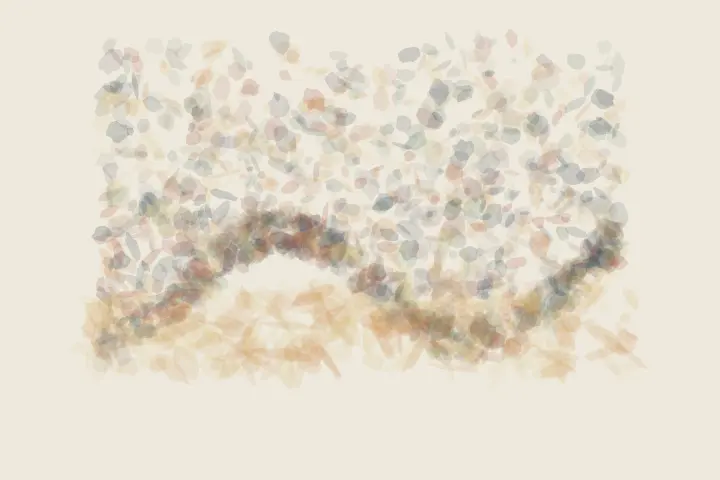 Ash Stops Where Gold Remembers: cumulative painting state 3 of 4; Ash Stops Where Gold Remembers uses granule to arrest a competing process.