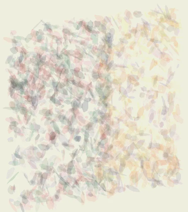 Ochre Diverts the Weight: cumulative painting state 4 of 4; Ochre Diverts the Weight uses pressure to arrest a competing process.