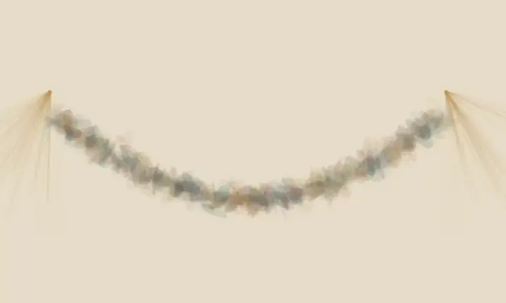 Bridge Between Answers: cumulative painting state 1 of 4; suspended bridge suspends, redirects, or retains an unresolved consequence.