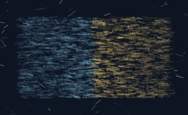 Blue Without an Owner uses blue typographic tide so small meaningful words carry the image's pressure and open intervals.