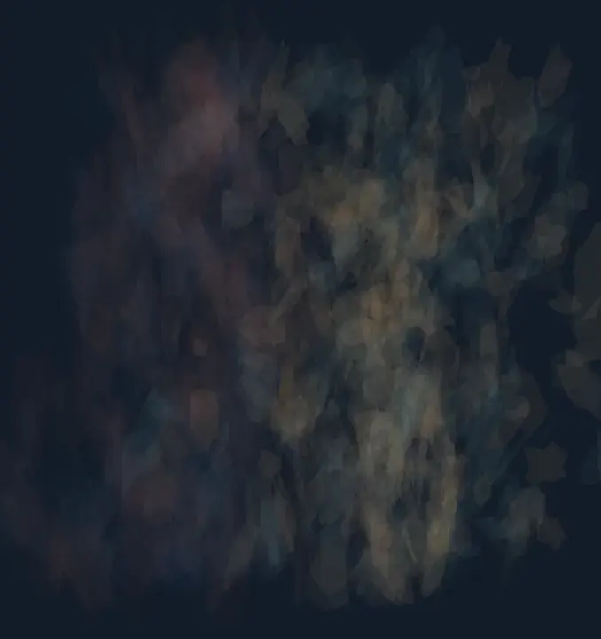 Uncertain Edge: cumulative painting state 2 of 4; The encounter wanders because deposits repeatedly cross and erase their own edge.