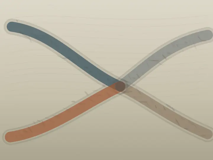 The Ford Where Each Leaves as the Other: cumulative painting state 2 of 4; The Ford Where Each Leaves as the Other is an independently authored causal raster study of two rivers exchange their names.
