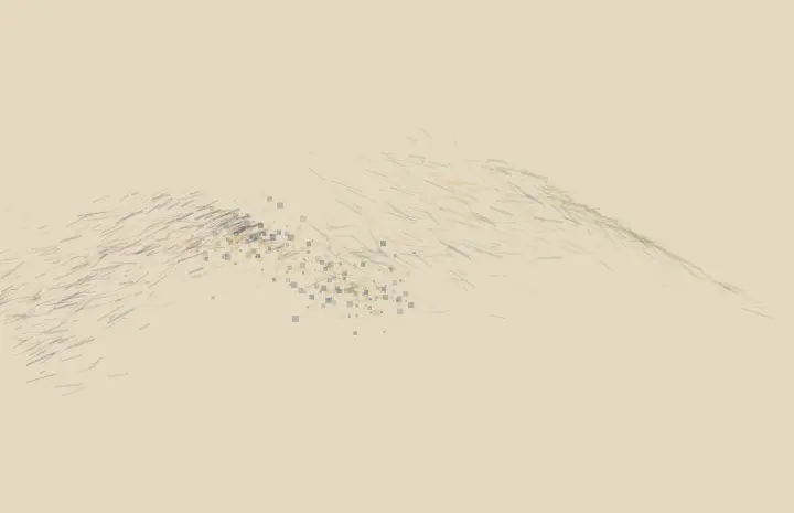Nearness Without Surrender: cumulative painting state 3 of 4; load contact transfers color, pressure, and residue between unequal neighboring fields.
