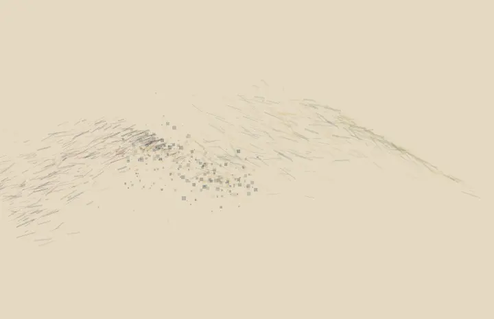 Nearness Without Surrender: cumulative painting state 4 of 4; load contact transfers color, pressure, and residue between unequal neighboring fields.