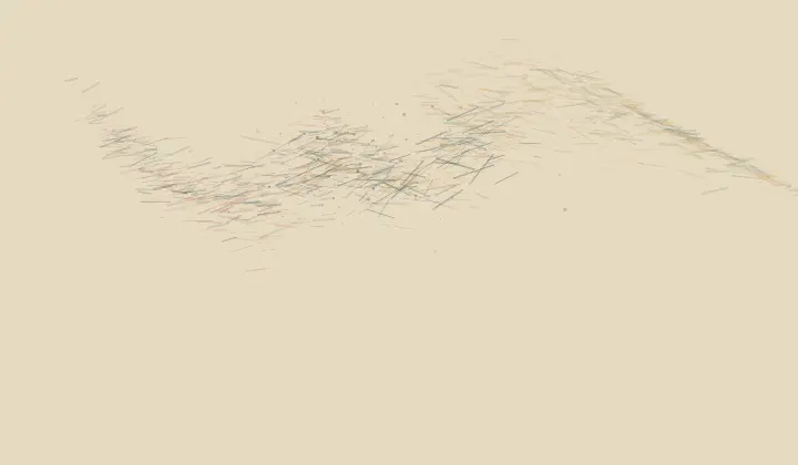 Mutual Erosion: cumulative painting state 4 of 4; erosion contact transfers color, pressure, and residue between unequal neighboring fields.