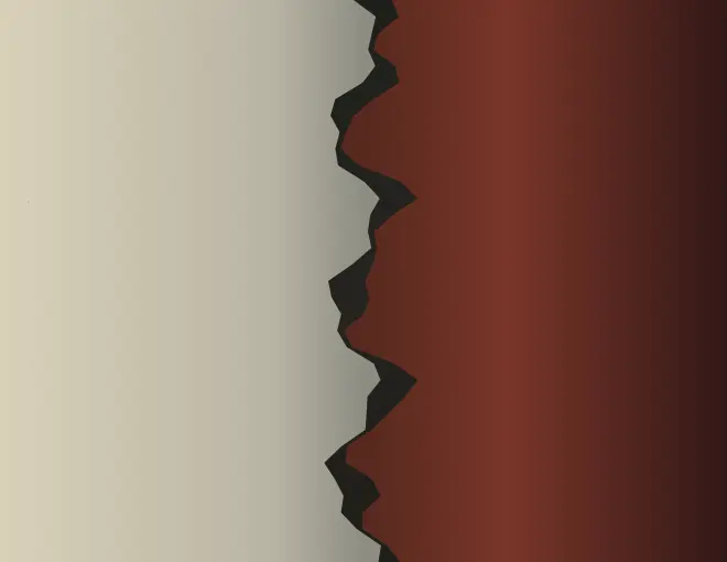 The Boundary They Wear Away: cumulative painting state 2 of 4; The Boundary They Wear Away is an independently authored causal raster study of an edge made from mutual erosion.