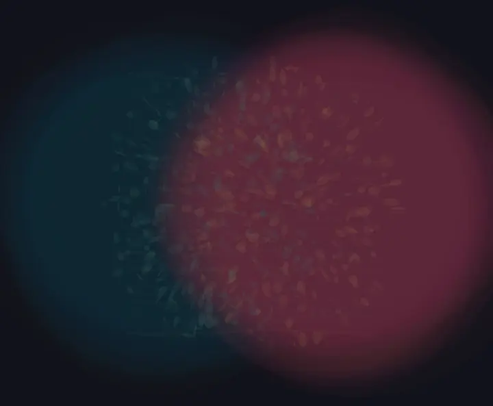 Colors After Contact: cumulative painting state 2 of 4; Colors After Contact stages mutual chromatic contamination as reciprocal material consequence.