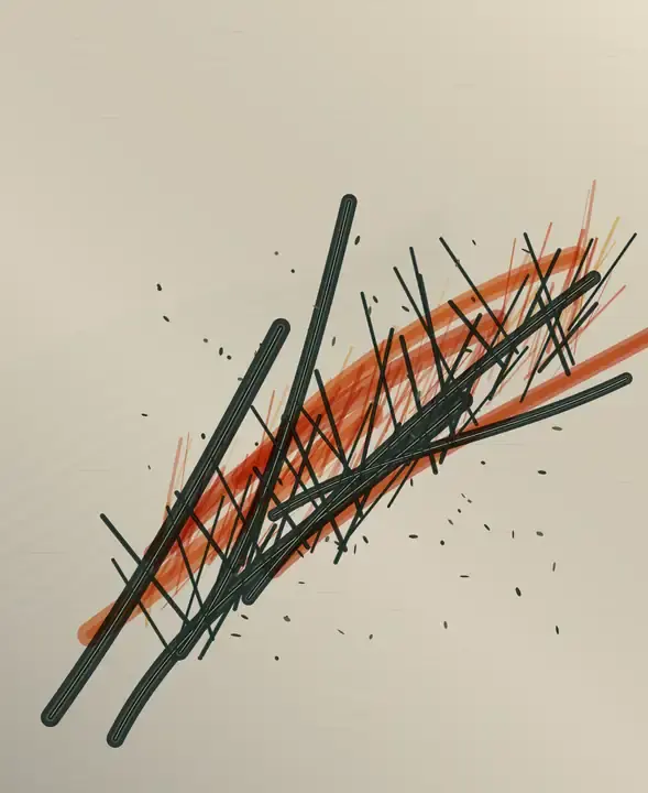 Living Grain Through Heat: cumulative painting state 3 of 4; Living Grain Through Heat answers the prompt through surviving branch lattice, authored as an independent deterministic raster system.