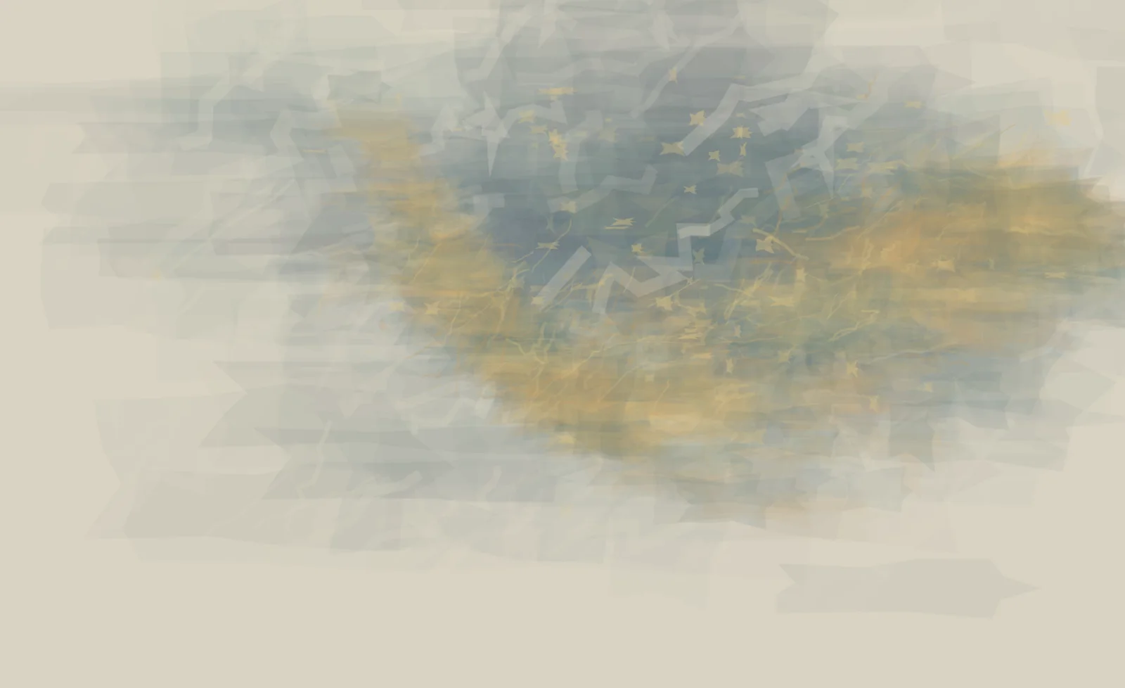 Cold pale sediment rises and withdraws around an irregular tidal deposit without drawing a moon or waterline.