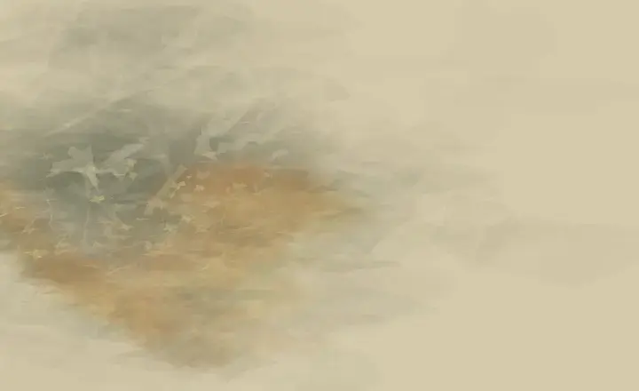 Weather Held Off Center: cumulative painting state 3 of 3; Uneven weather gathers around an off-center mineral body, refusing any literal planet or ring.