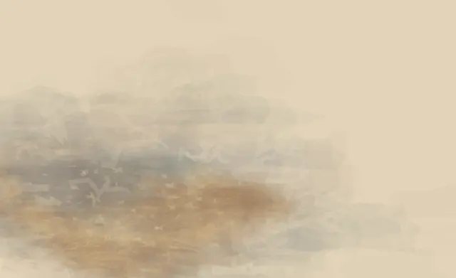 Warm distance thickens into oxide while nearer matter is abraded into a pale exposed field.