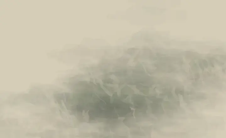 The Stone Remembers Rain: cumulative painting state 1 of 3; An invented stone-like weather event keeps traces of green and rain in a largely exposed support.