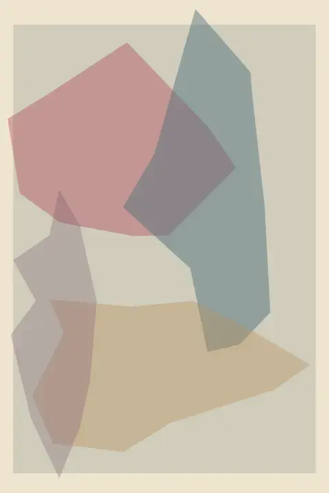 Residue of a Demonstration: cumulative painting state 1 of 3; Salmon, blue-grey, and mauve stains hold a dense low-centered burst of thin colored residue and dispersed powder.