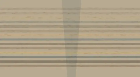 The Surface Remembers Falling: cumulative painting state 4 of 4; The Surface Remembers Falling makes sediment thickness records the direction and duration of gravity visible.