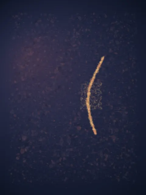 A dark granular tissue field changes spacing around one warm warning that bends through quiet; it remains a singular material event, not a cell diagram.