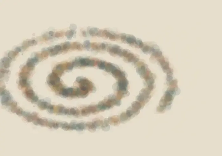 The Plankton Invents a Sky: cumulative painting state 2 of 4; plankton cosmos turns many local decisions into an open spatial event.