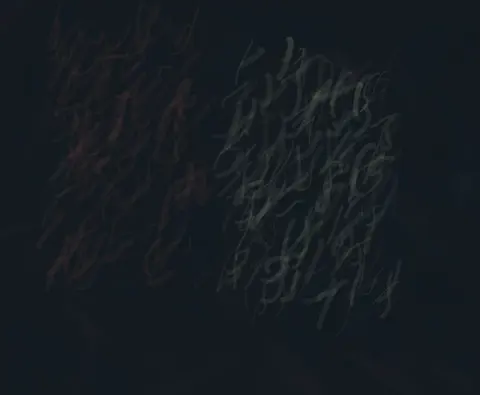 Neighbors Without an Alphabet: cumulative painting state 2 of 4; Neighbors Without an Alphabet makes neighbor-scripts physically alter load, direction, density, or residual meaning.