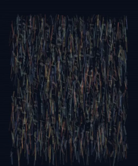 A Country Built from Listening: cumulative painting state 2 of 4; A Country Built from Listening answers an open prompt through woven luminous habitat, authored as its own local raster system.