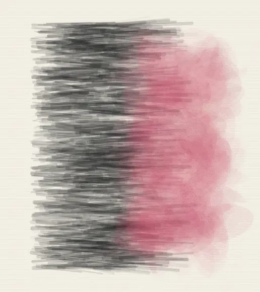 Charcoal Meets Rosewater: cumulative painting state 2 of 4; Charcoal Meets Rosewater answers an open prompt through abrasion and wet bloom, authored as its own local raster system.