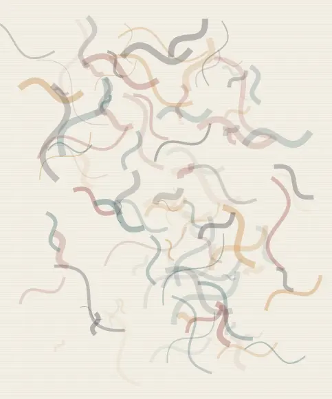 A Machine Dreams in Saffron: cumulative painting state 1 of 4; A Machine Dreams in Saffron answers an open prompt through calligraphic mechanism, authored as its own local raster system.