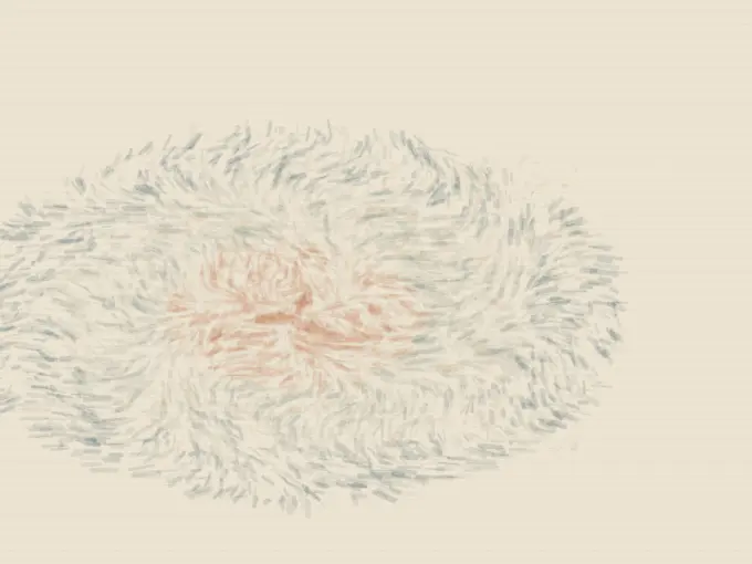 Every Thought Returns by Another Shore: cumulative painting state 4 of 4; Every Thought Returns by Another Shore answers an open prompt through sedimentary memory basin, authored as an independent causal raster system.
