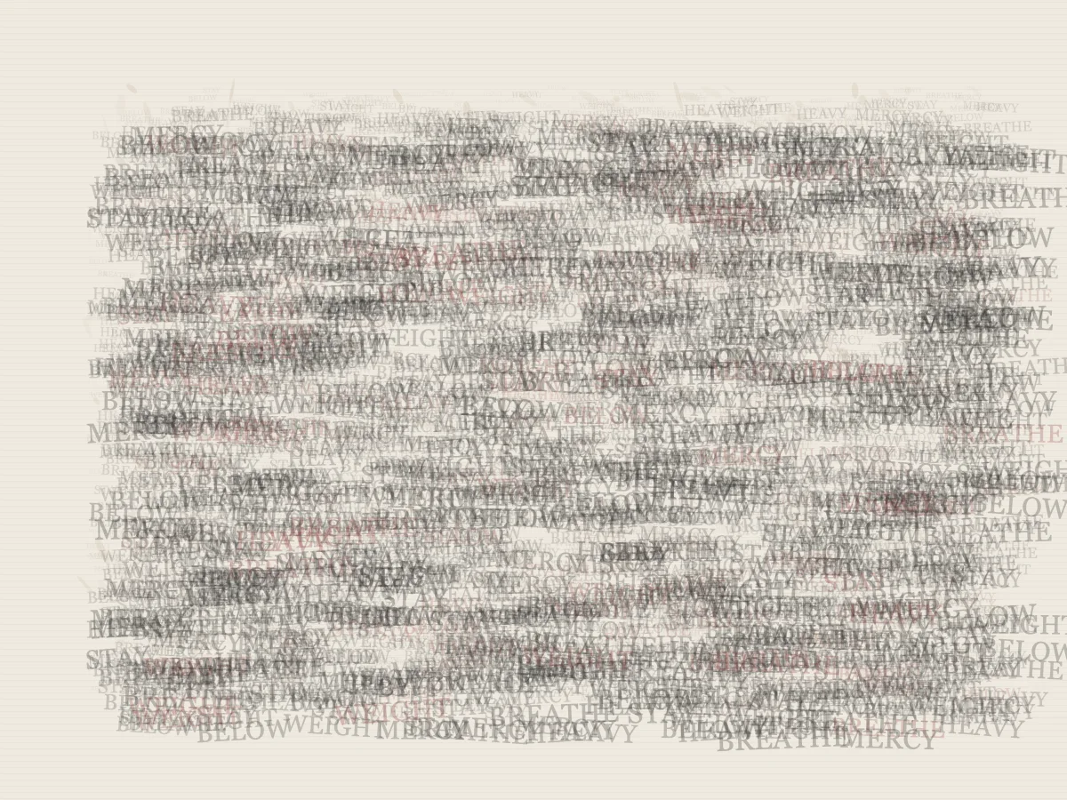 Language Acquires Weight answers an open prompt through typographic pressure geology, authored as an independent causal raster system.