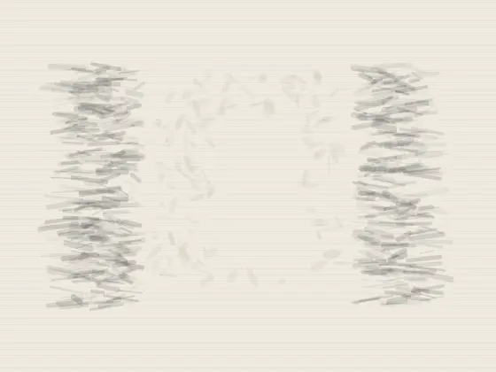 Grief Keeps One Door Unbuilt: cumulative painting state 1 of 4; Grief Keeps One Door Unbuilt answers an open prompt through architectural absence, authored as an independent causal raster system.