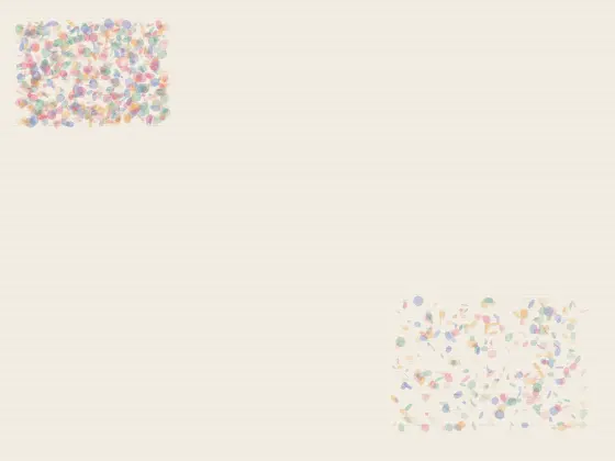 Joy Hides in the Uncounted Corner: cumulative painting state 1 of 4; Joy Hides in the Uncounted Corner answers an open prompt through restrained chromatic particulate, authored as an independent causal raster system.