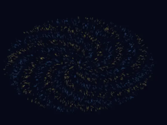 Night Learns It Has Depth: cumulative painting state 2 of 4; Night Learns It Has Depth answers an open prompt through luminous interference, authored as an independent causal raster system.