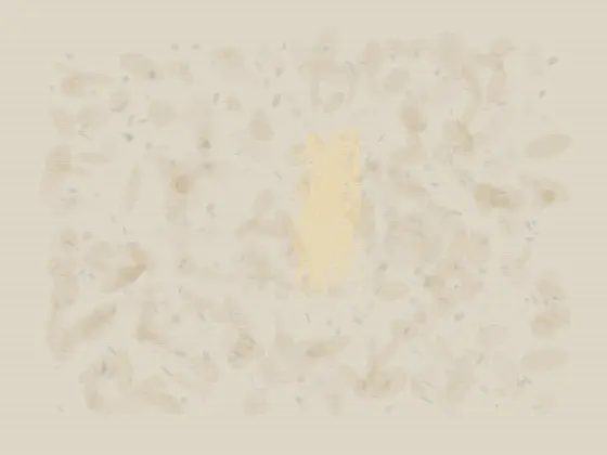 The Small Mark Alters the Climate: cumulative painting state 1 of 4; The Small Mark Alters the Climate answers an open prompt through scale cascade, authored as an independent causal raster system.