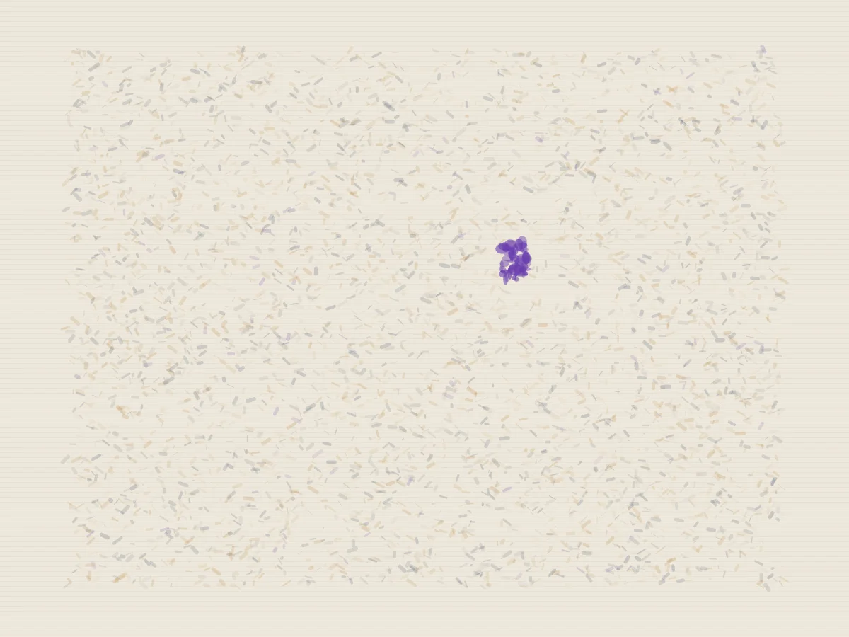 Violet Interrupts Ochre Once answers an open prompt through chromatic signature, authored as an independent causal raster system.