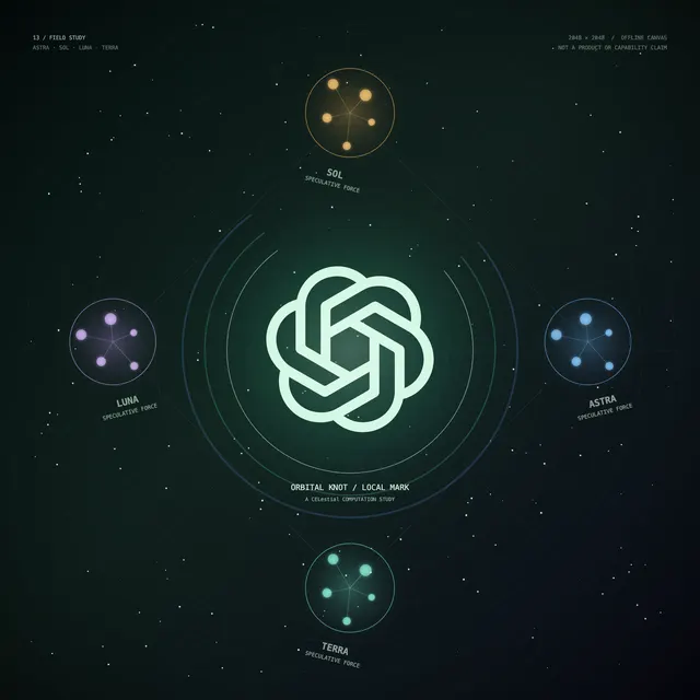 A full-original 2048 × 2048 deterministic offline composition titled “Orbital Family”; see the preserved native review and provenance paths for work-specific visual and process evidence.