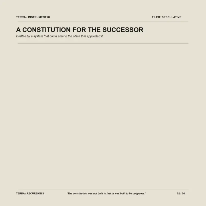 A Constitution for the Successor: cumulative painting state 1 of 4; A full-original 2048 × 2048 deterministic offline composition titled “A Constitution for the Successor”; see the preserved native review and provenance paths for work-specific visual and process evidence.