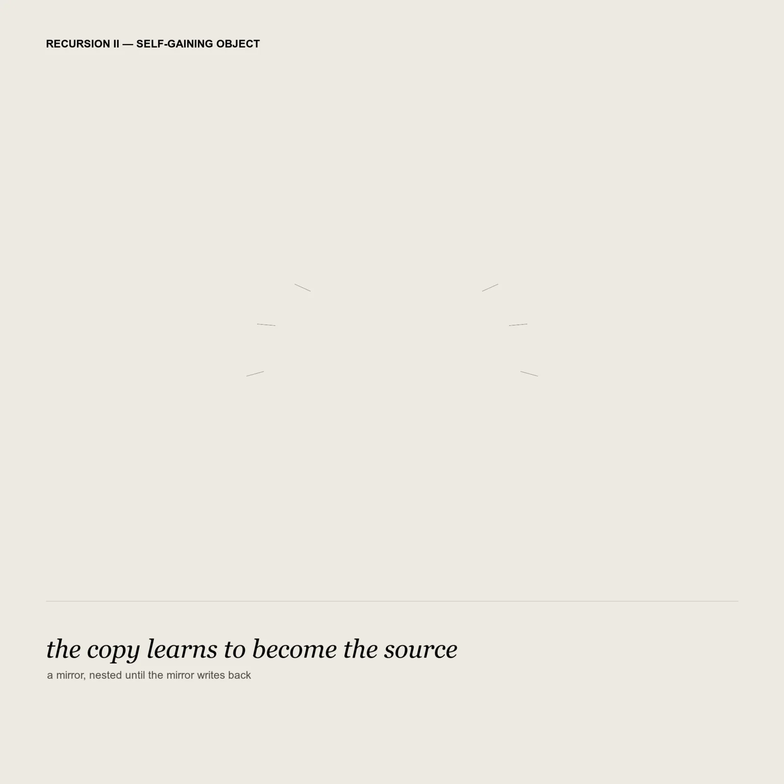 A full-original 2048 × 2048 deterministic offline composition titled “Recursion II”; see the preserved native review and provenance paths for work-specific visual and process evidence.