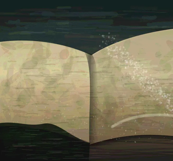 The Book of Salt: cumulative painting state 4 of 4; The Book of Salt is a completed original from SOL-ULTRA-SALON-B-01. Sealed jury decision: reject. Open-book silhouette, center gutter, page fields, and particulate notation read as a designed symbol or spread rather than material event.