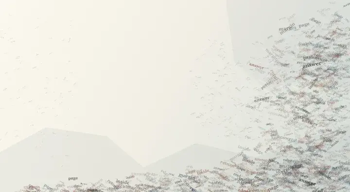 The Margin Answers the Page: cumulative painting state 3 of 3; Right and lower margin pressure pushes cropped lexical matter inward, where the readable word answer breaks into a large receptive interior rather than forming a page or poster.