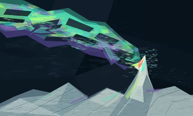 Large-scale crystalline route is immediately legible, but neon faceting and game-environment spectacle overpower material history.