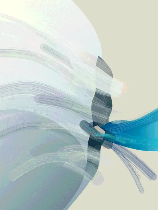 What the Falling Air Left Behind: cumulative painting state 6 of 9; Tasteful pale fan and cyan projection reduce to a corporate swoosh at contact and native scales.