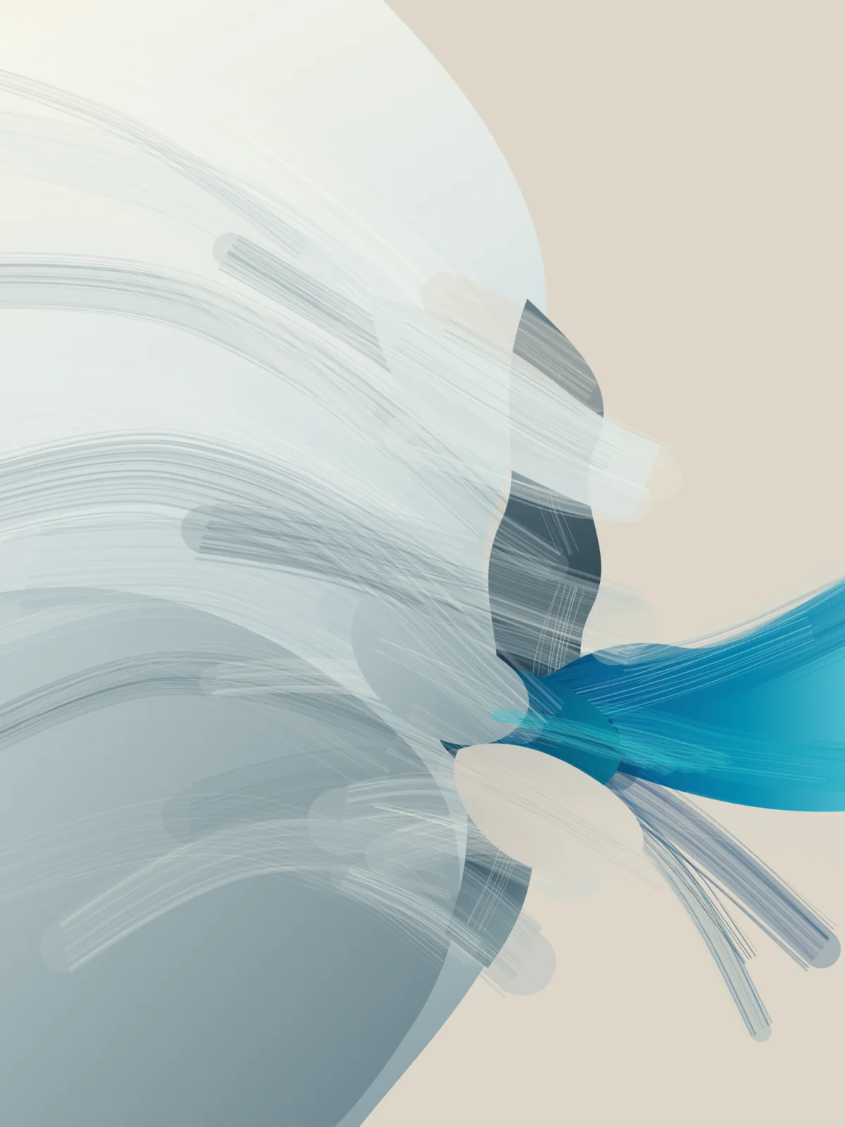 Tasteful pale fan and cyan projection reduce to a corporate swoosh at contact and native scales.