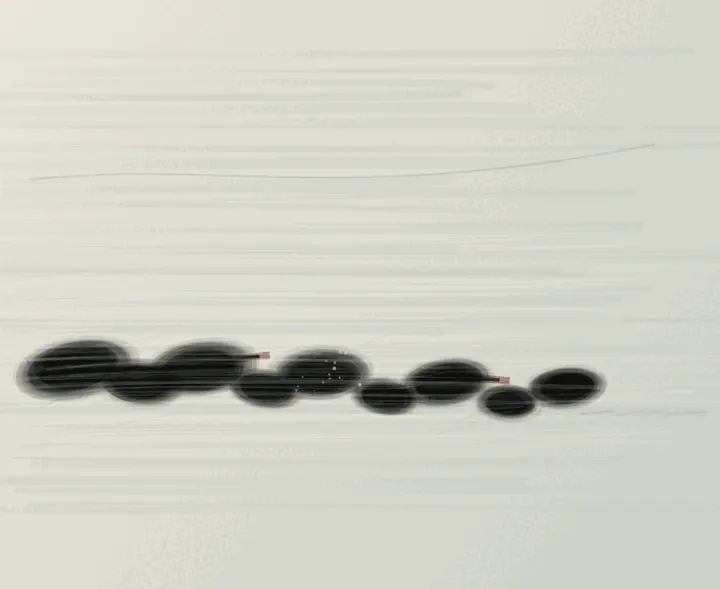The Tide Leaves One Chain: cumulative painting state 4 of 4; The Tide Leaves One Chain interprets wake through tidal remnant chain as an independently authored causal raster.