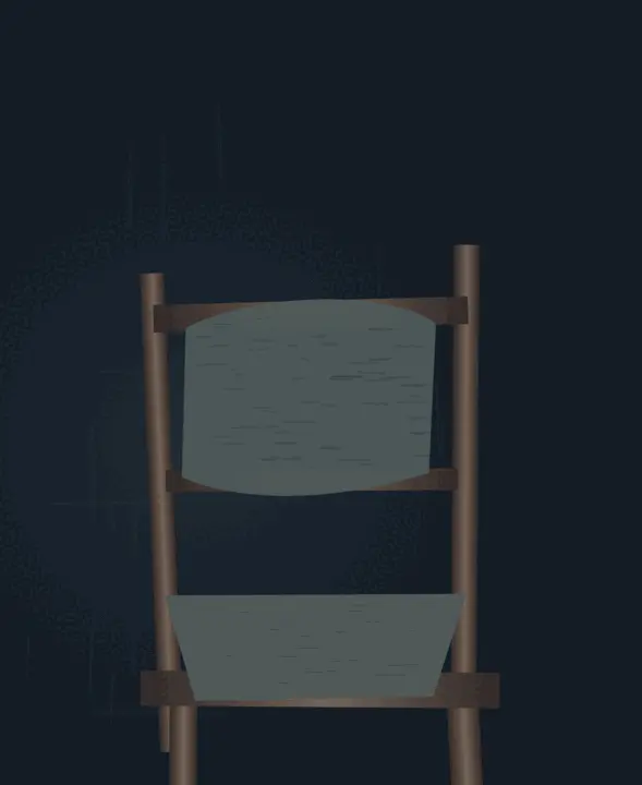 Residual Heat in the Chair: cumulative painting state 2 of 4; Residual Heat in the Chair interprets wake through residual-heat interior as an independently authored causal raster.