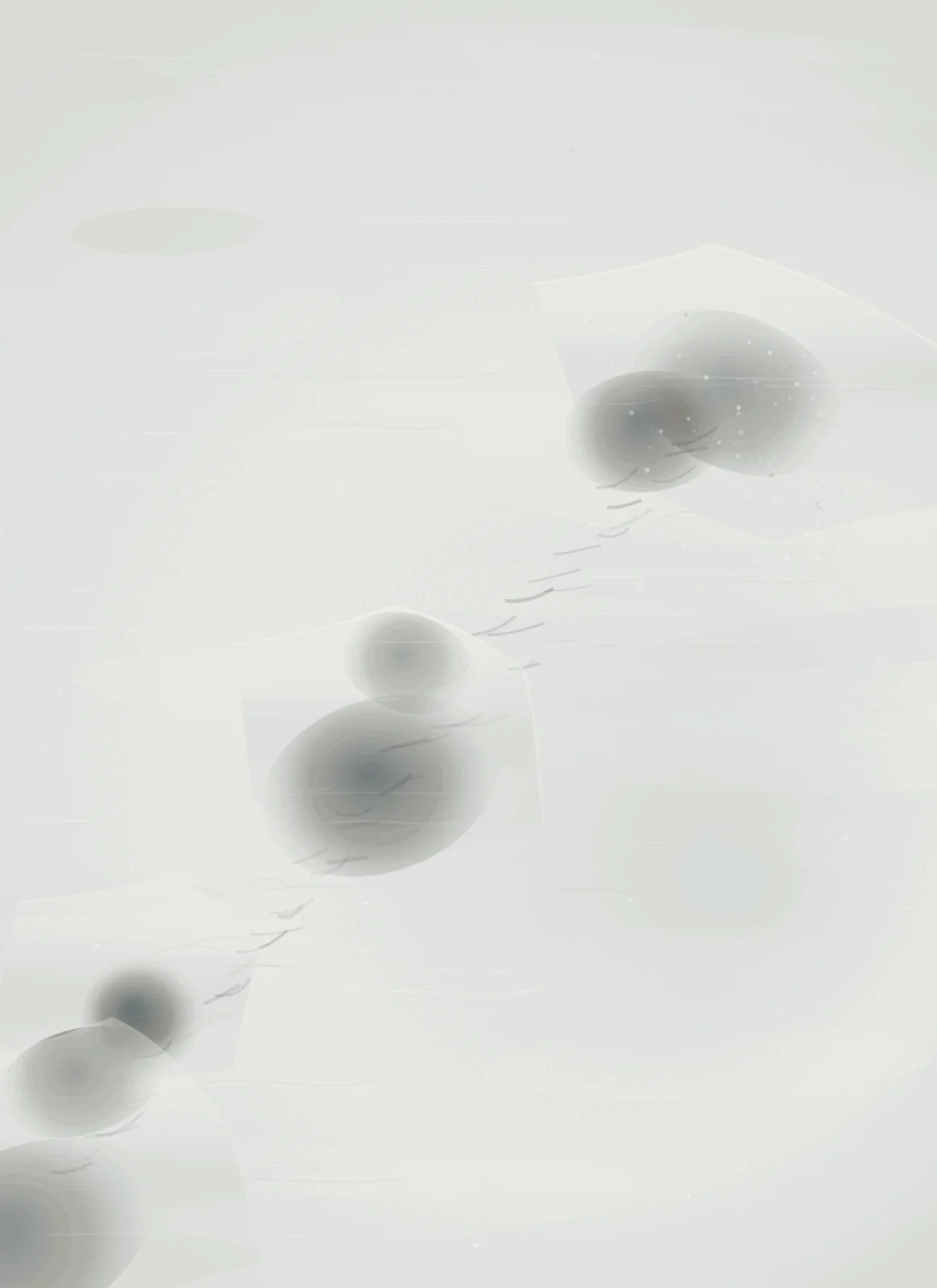 Snow Closing the Passage interprets wake through closing snow trace as an independently authored causal raster.