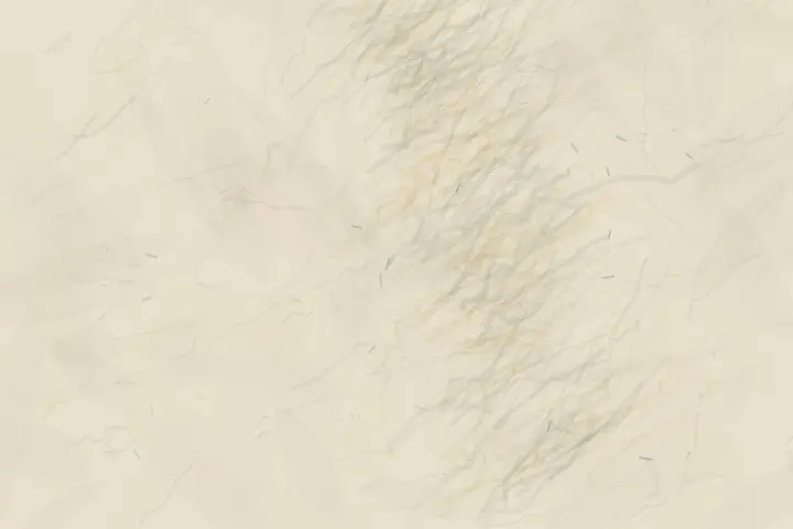 After the Aperture: cumulative painting state 4 of 4; A pale diagonal pressure remains where light crossed prepared paper, carried by hairline abrasion and sparse blue-gold grain.